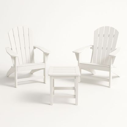Outdoor Adirondack Chair and Table Set Wood White
