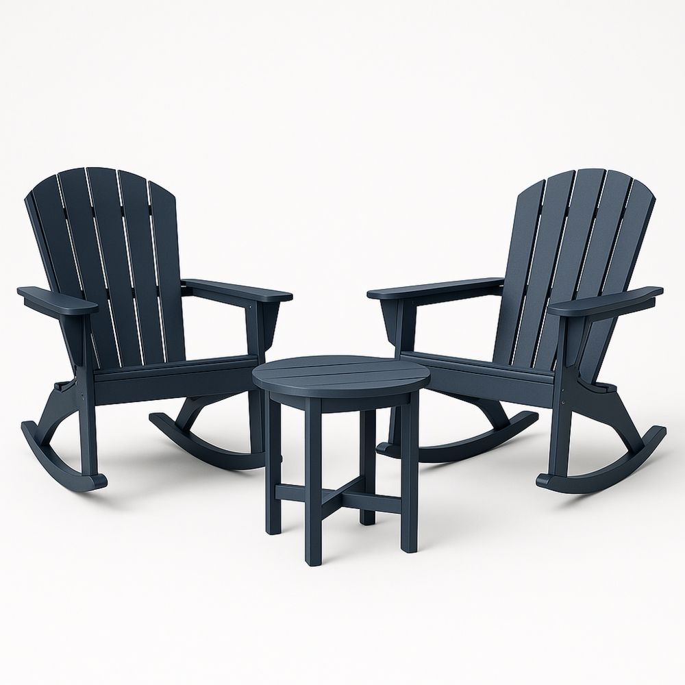 Outdoor Rocking Chair and Table Set Navy Blue