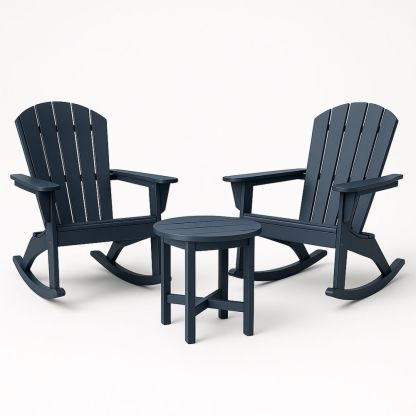 Outdoor Rocking Chair and Table Set Navy Blue