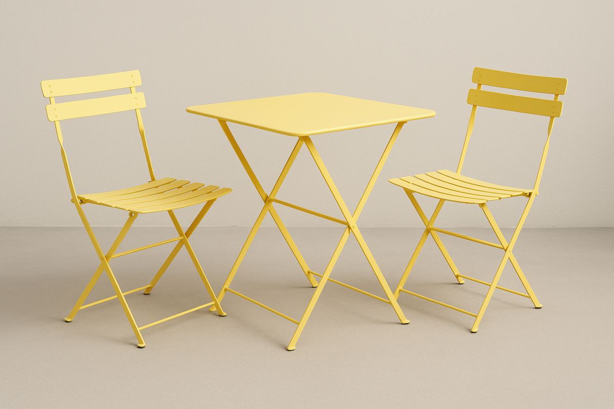 Yellow Steel Outdoor Folding Table and Chair Set