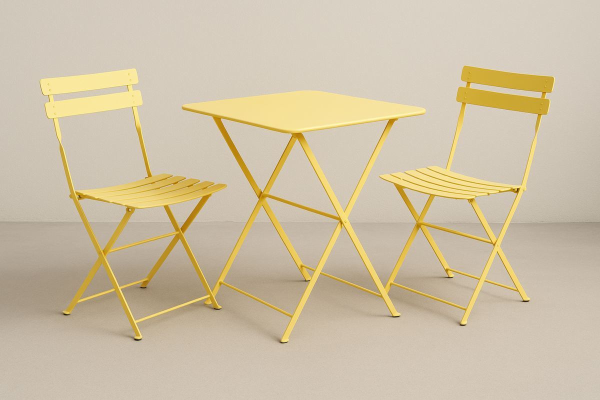 Yellow Steel Outdoor Folding Table and Chair Set