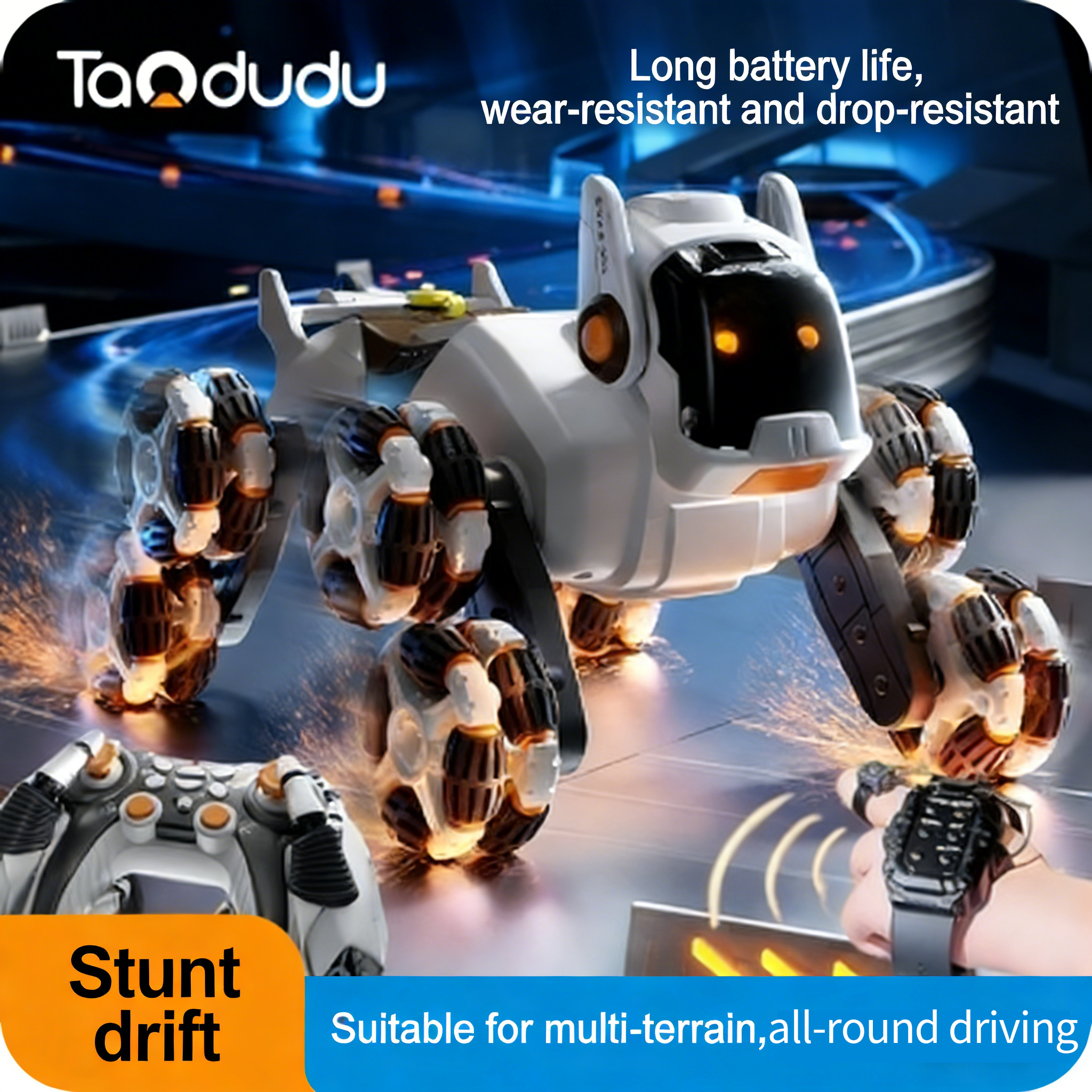 Electric intelligent eight-wheeled robotic dog toy car