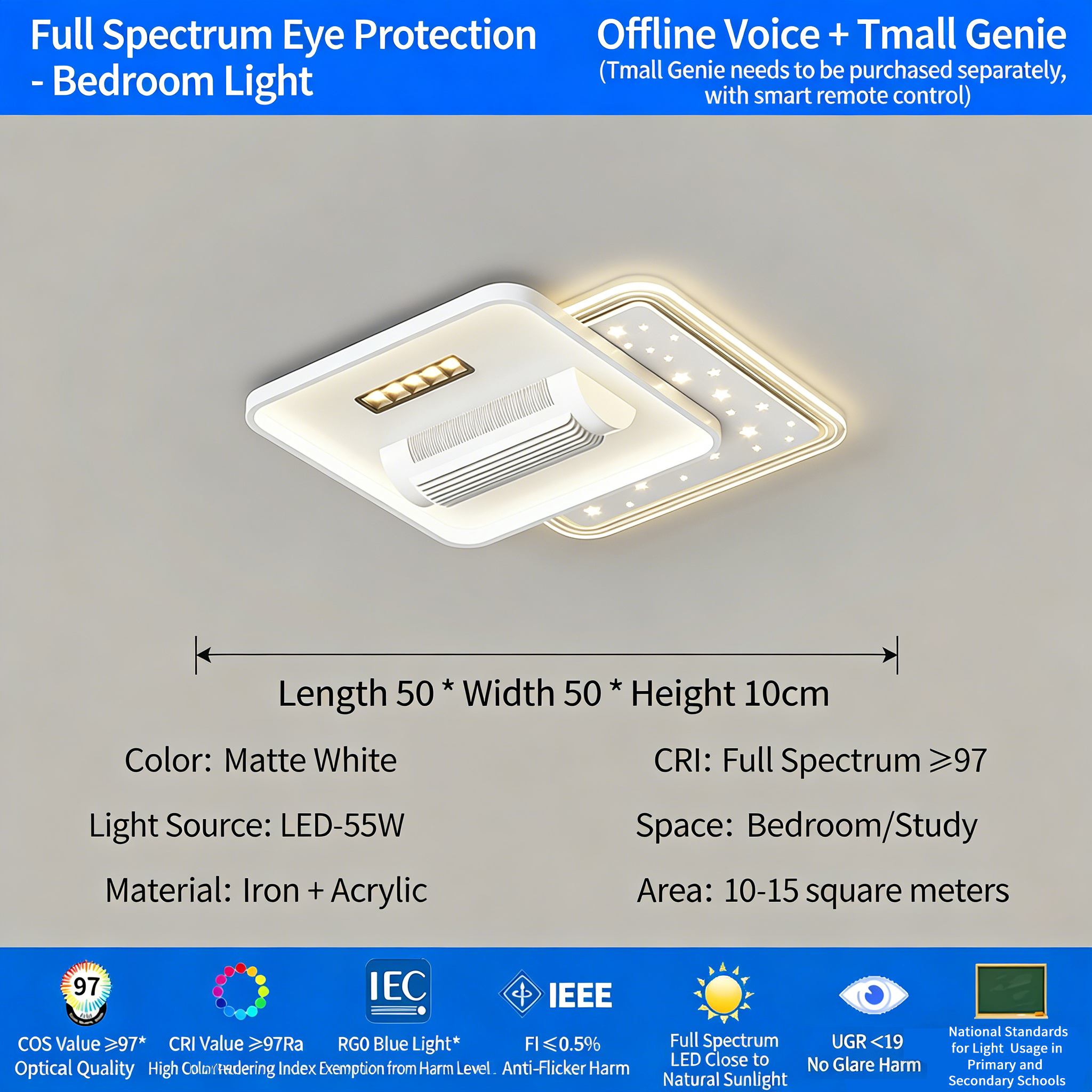 Bladeless Ceiling Fan Light - Full Spectrum Air Conditioning Fan