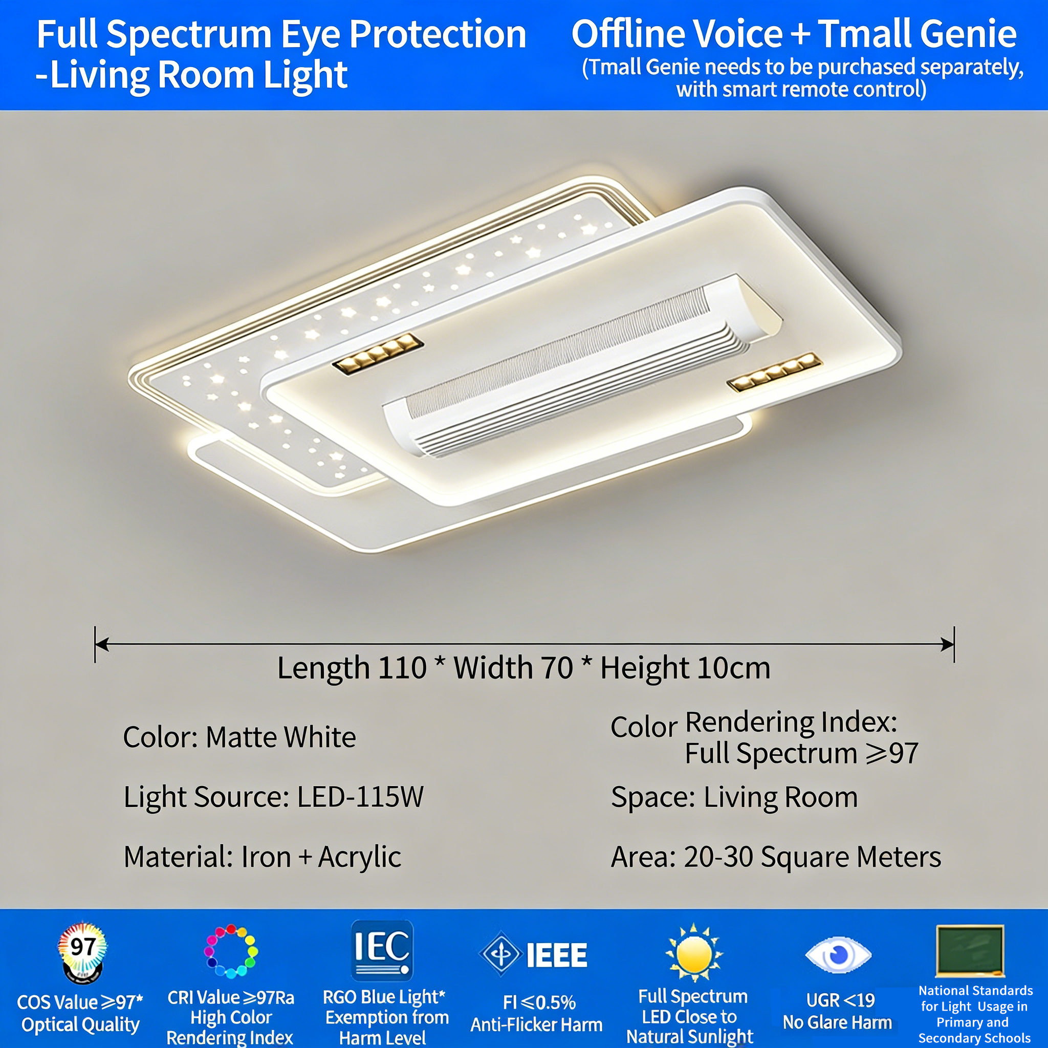 Bladeless Ceiling Fan Light - Full Spectrum Air Conditioning Fan