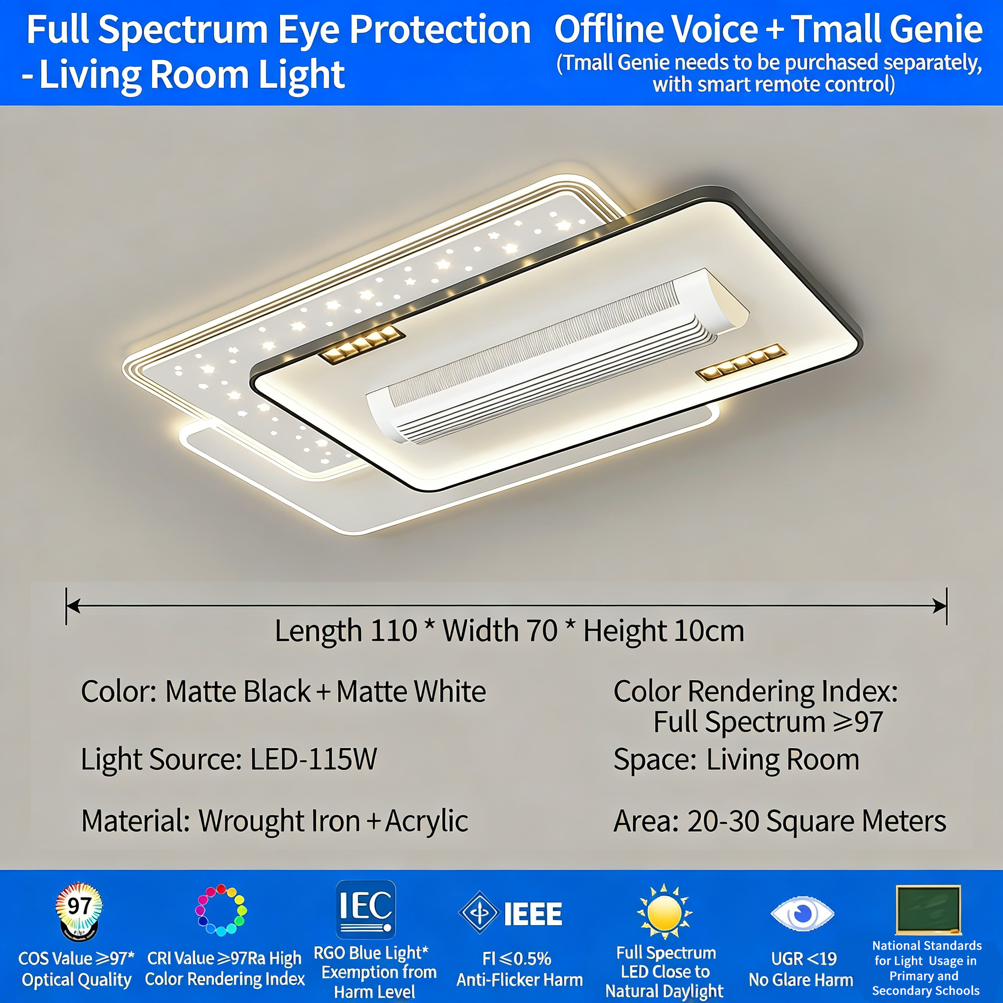 Bladeless Ceiling Fan Light - Full Spectrum Air Conditioning Fan