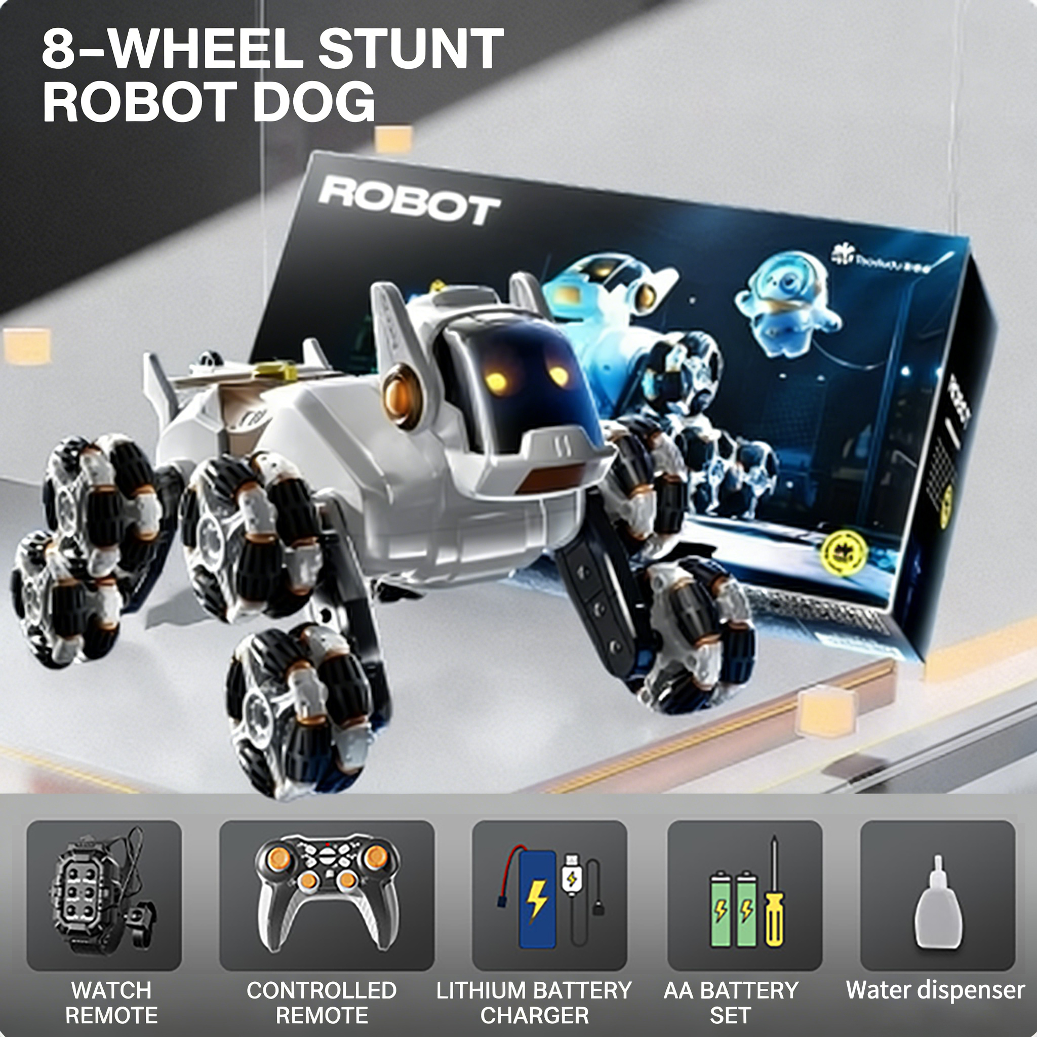 Electric intelligent eight-wheeled robotic dog toy car