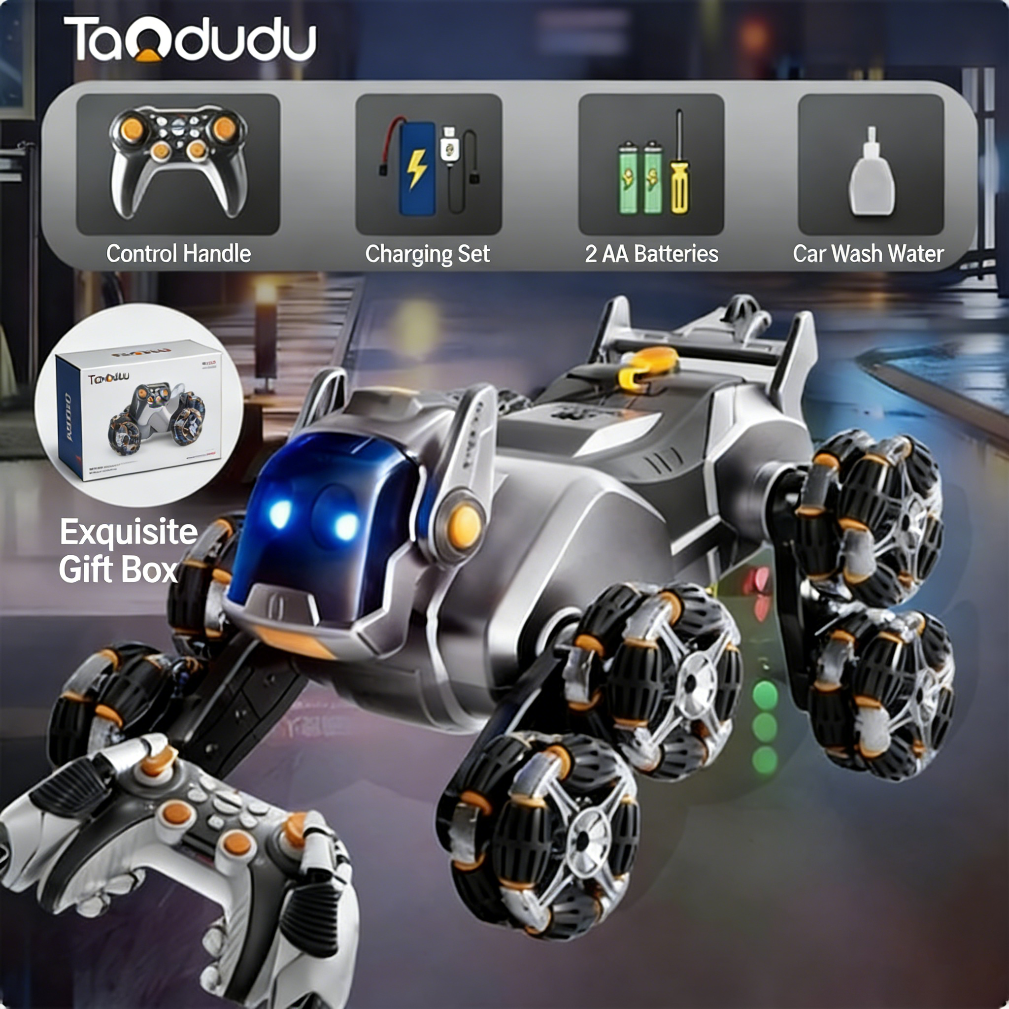 Electric intelligent eight-wheeled robotic dog toy car