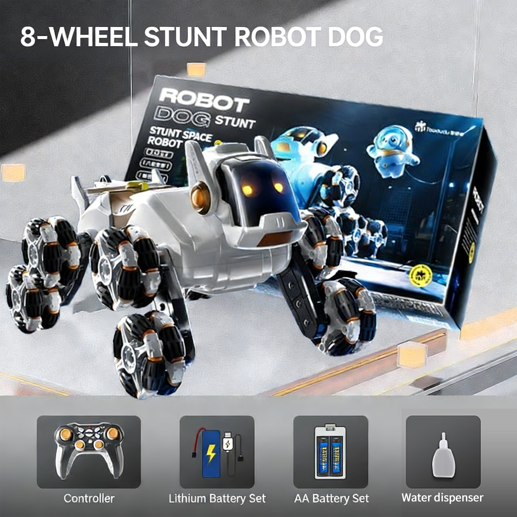 Electric intelligent eight-wheeled robotic dog toy car
