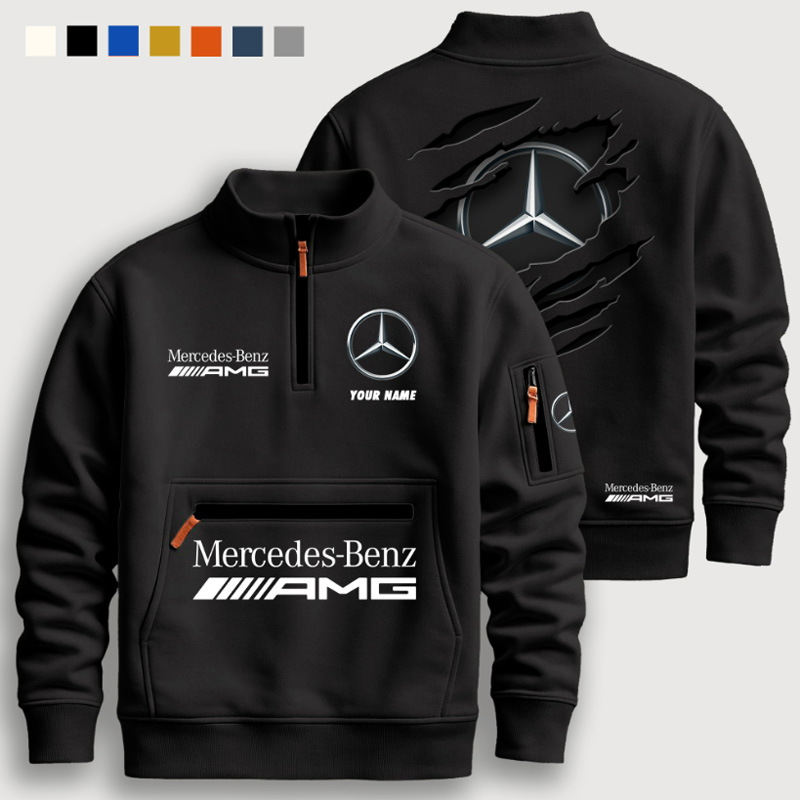 Half-zip stand-up collar sweatshirt set