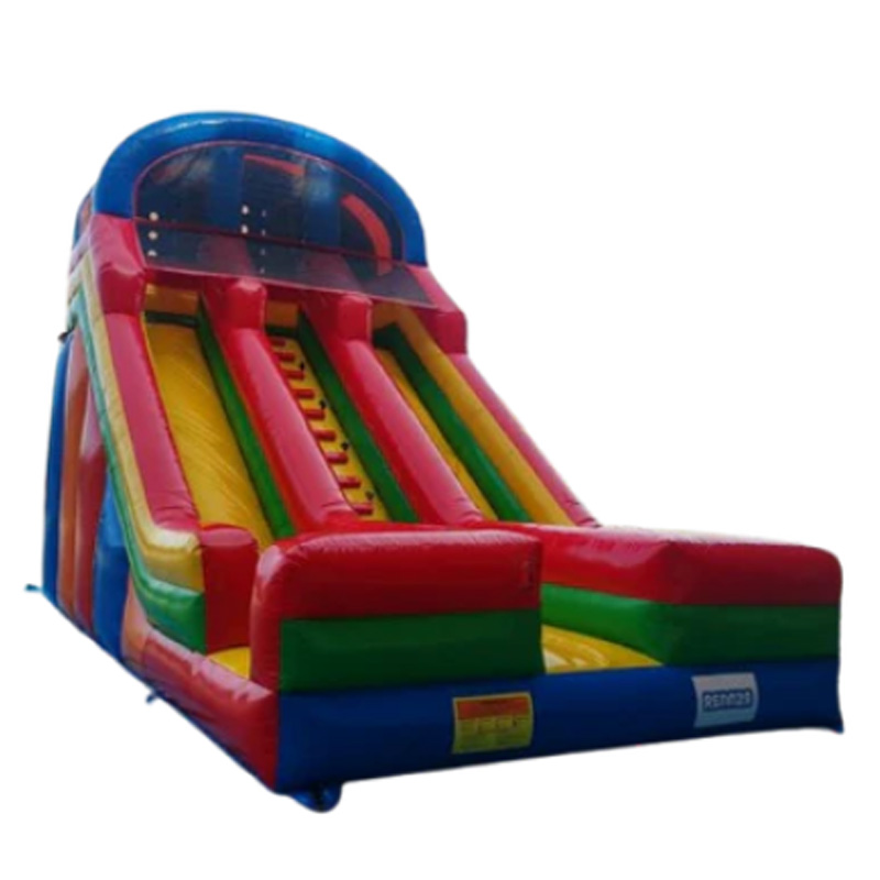 Three-lane rainbow inflatable slide