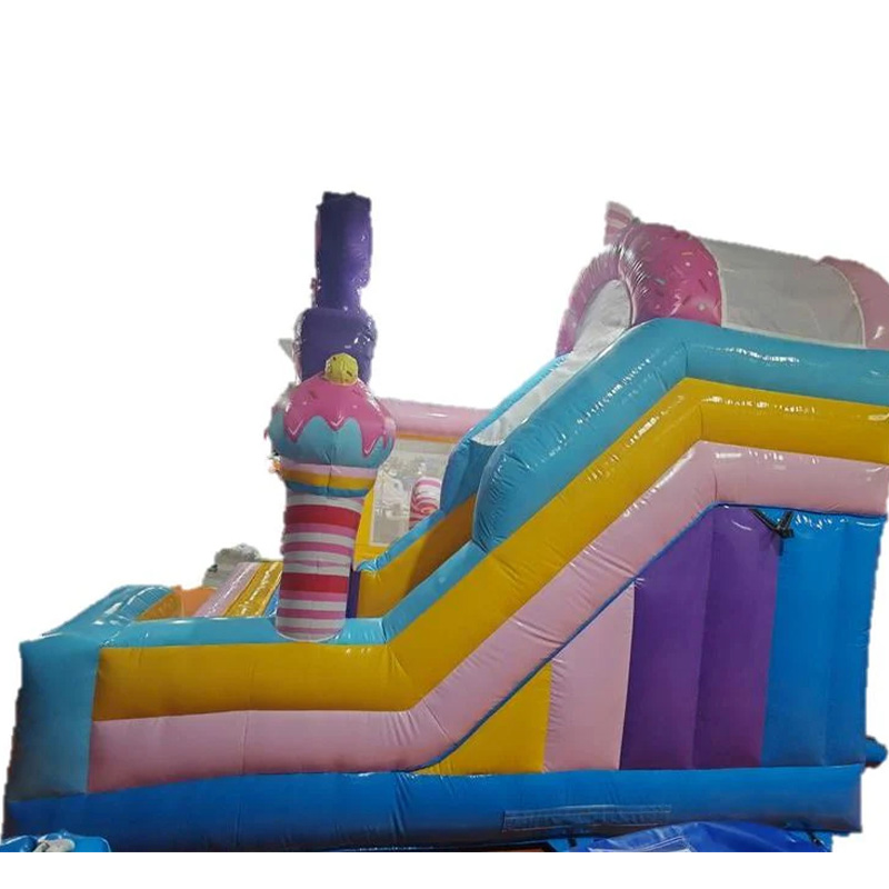 Candy-themed inflatable castle slide