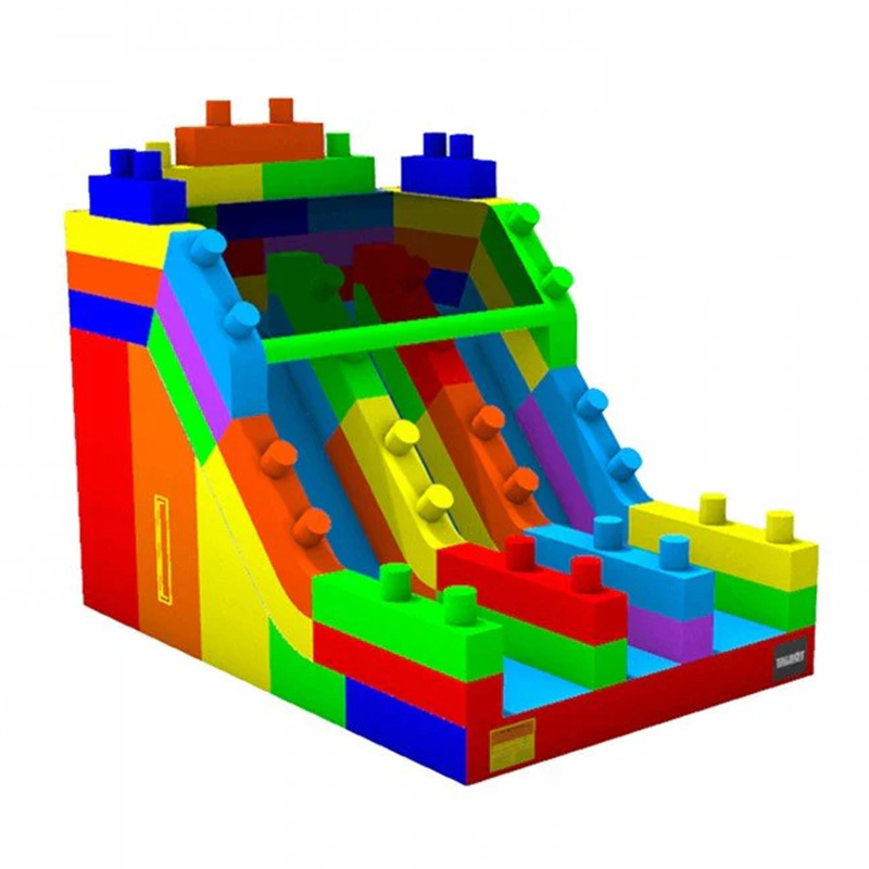 Rainbow Building Block Inflatable Slide