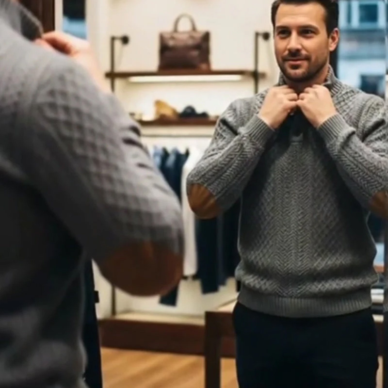 Men's jacquard collar sweatshirt