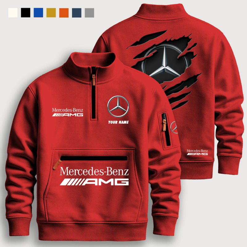 Half-zip stand-up collar sweatshirt set