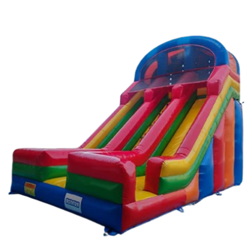 Three-lane rainbow inflatable slide