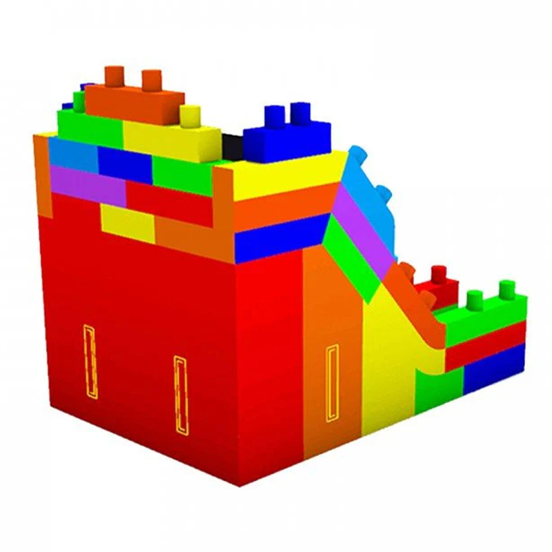 Rainbow Building Block Inflatable Slide