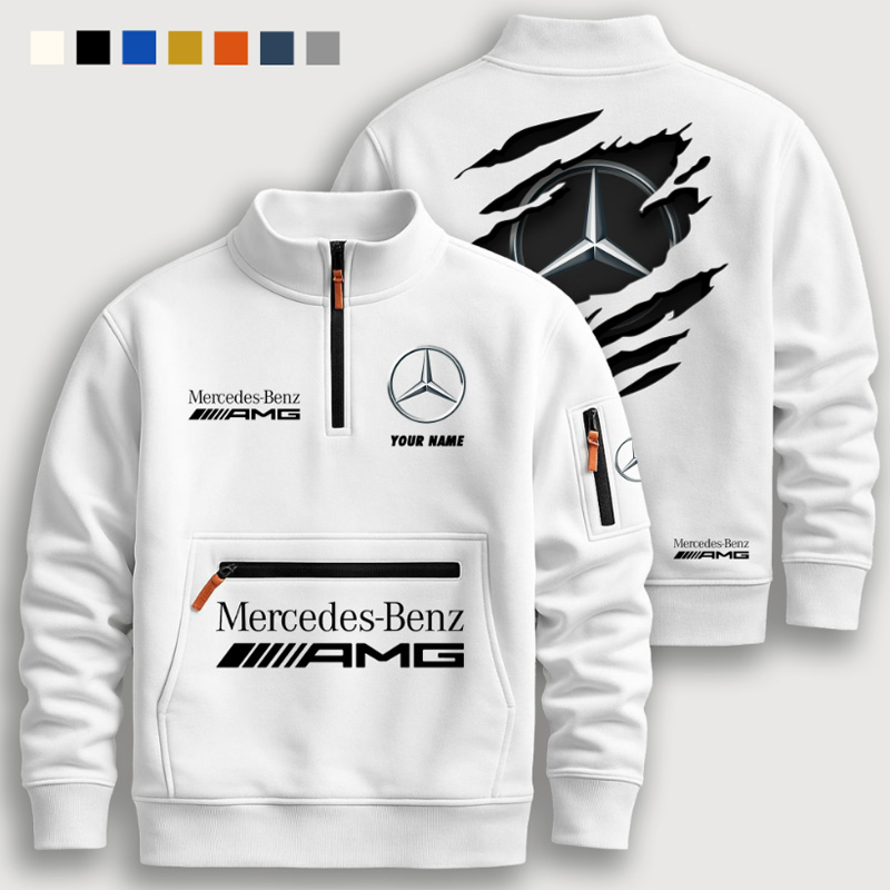 Half-zip stand-up collar sweatshirt set