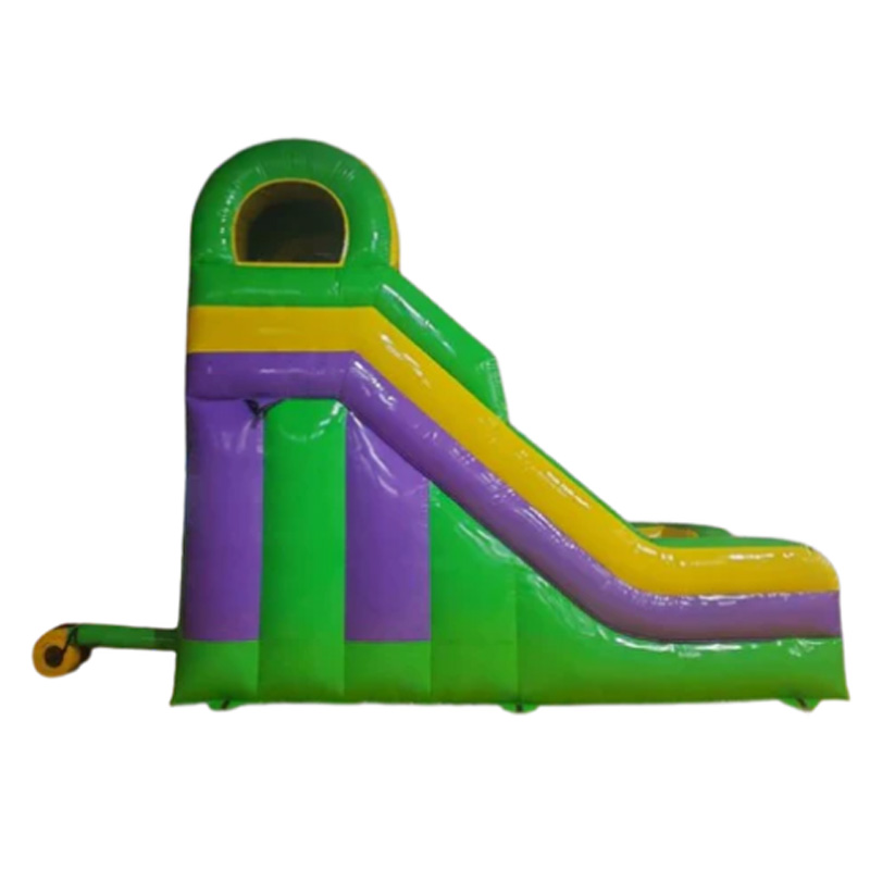 Yellow and green double-track inflatable slide