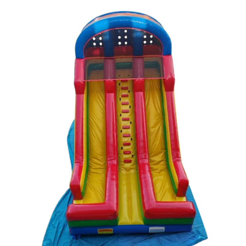 Three-lane rainbow inflatable slide