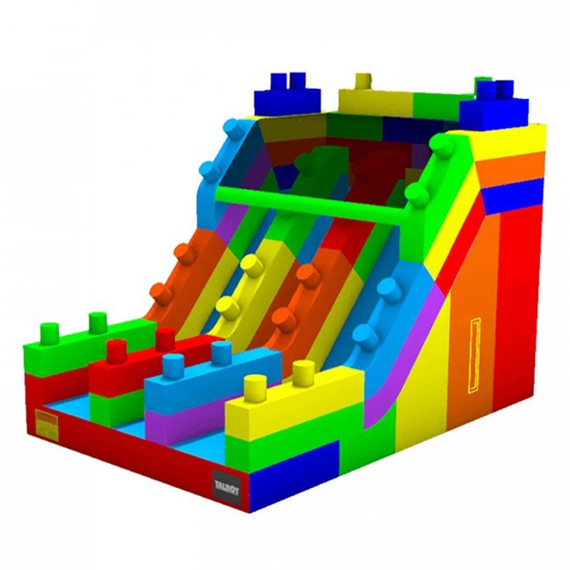 Rainbow Building Block Inflatable Slide