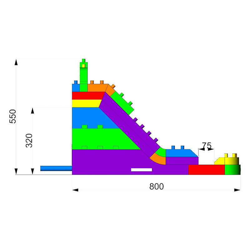 Rainbow Building Block Three-Track Inflatable Slide