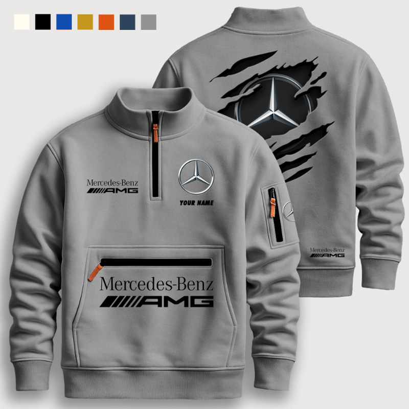 Half-zip stand-up collar sweatshirt set