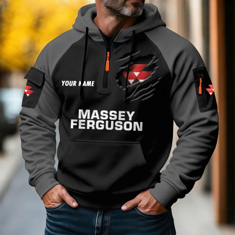 Half-zip hooded fleece sweatshirt