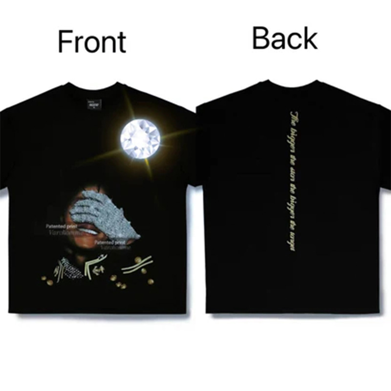 Rhinestone Hand-Patterned Print T-Shirt