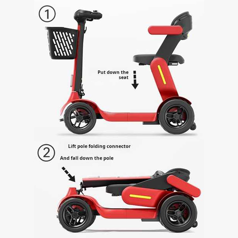 Lightweight four-wheeled electric mobility scooter