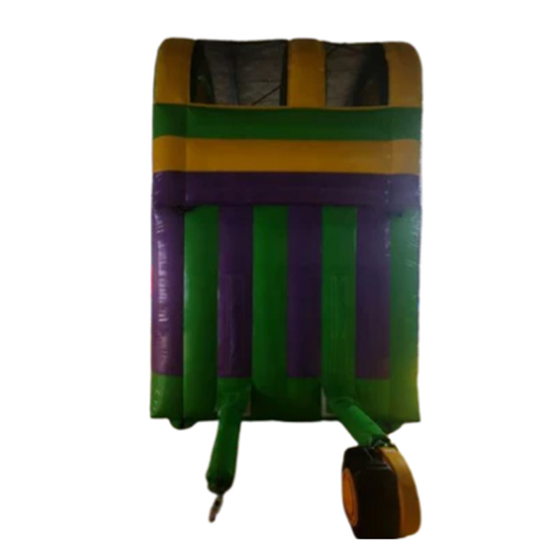 Yellow and green double-track inflatable slide