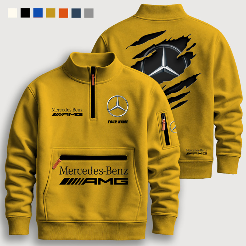 Half-zip stand-up collar sweatshirt set