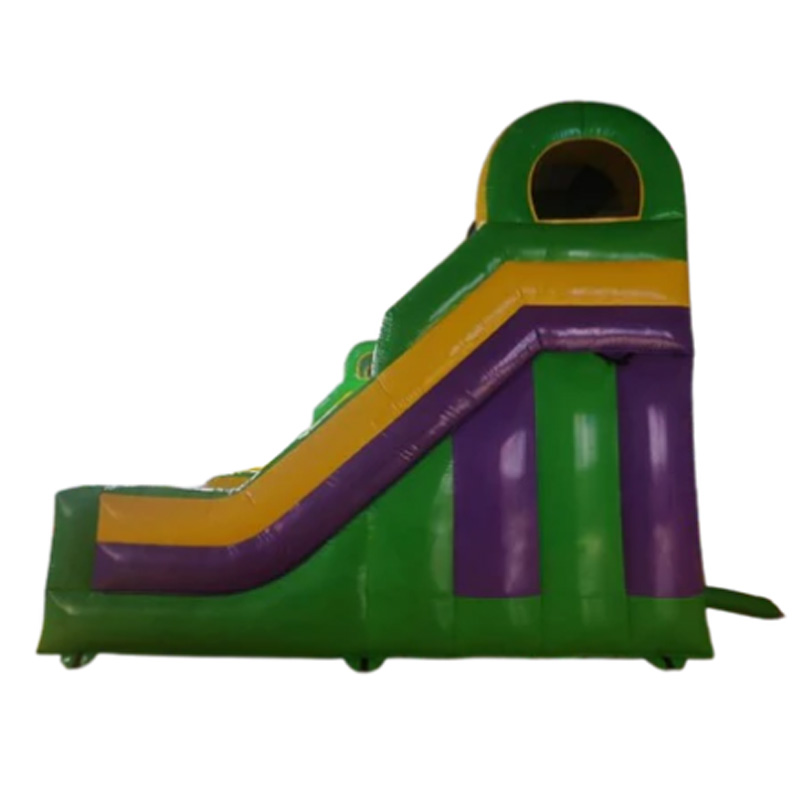 Yellow and green double-track inflatable slide