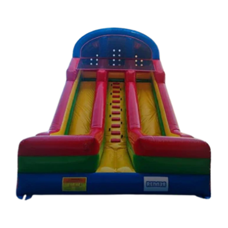 Three-lane rainbow inflatable slide