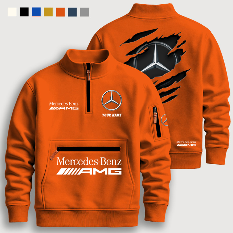 Half-zip stand-up collar sweatshirt set