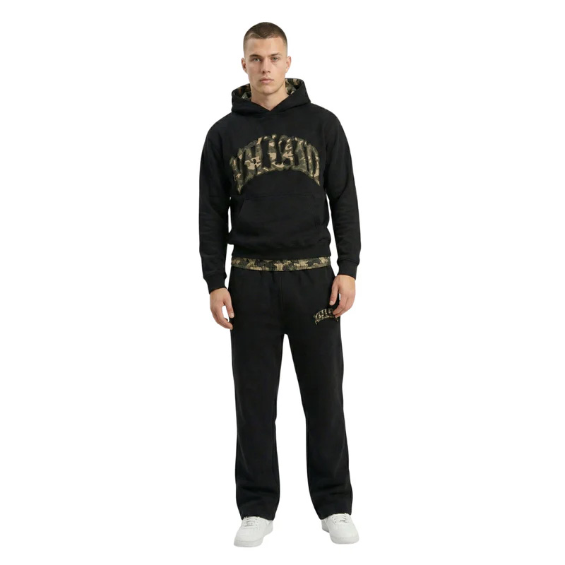 Leopard print patchwork cropped hoodie set