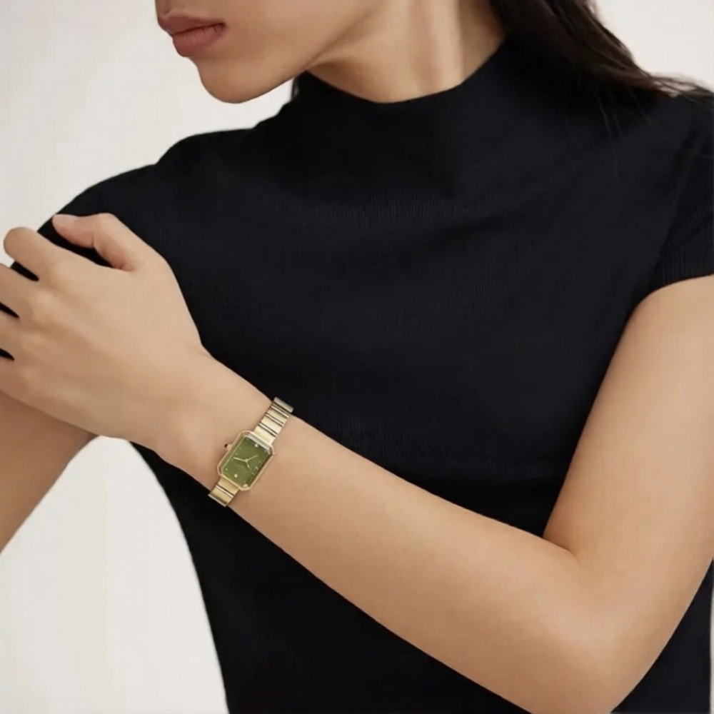 Green Agate Sugar Cube Watch