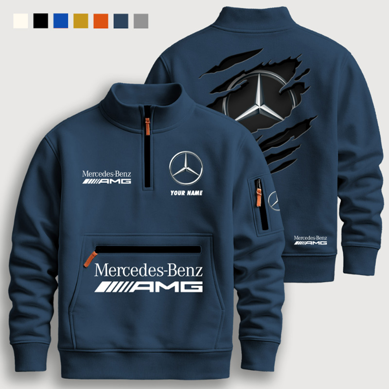 Half-zip stand-up collar sweatshirt set