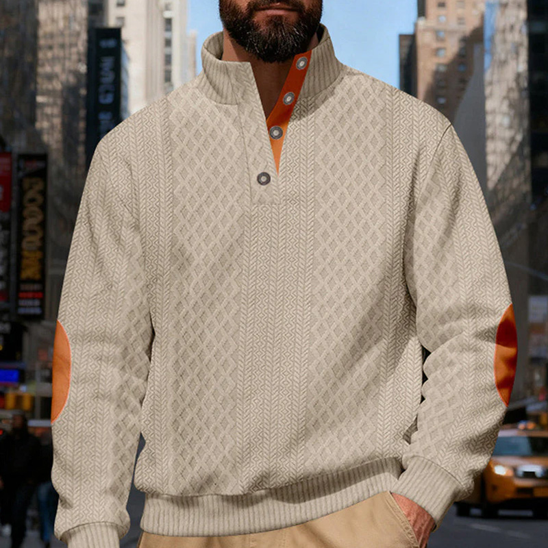 Men's jacquard collar sweatshirt