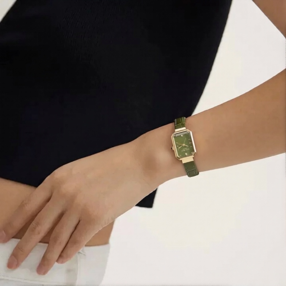 Green Agate Sugar Cube Watch