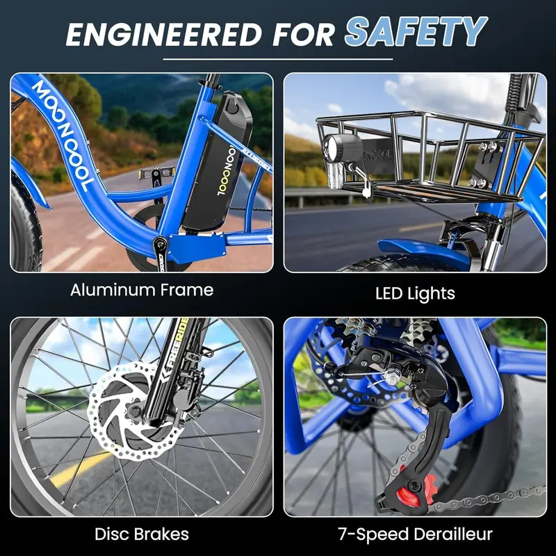 MOONCOOL TK1 Adult Fat Tire Electric Tricycle, 20-inch x 4-inch Fat Tire Electric Tricycle