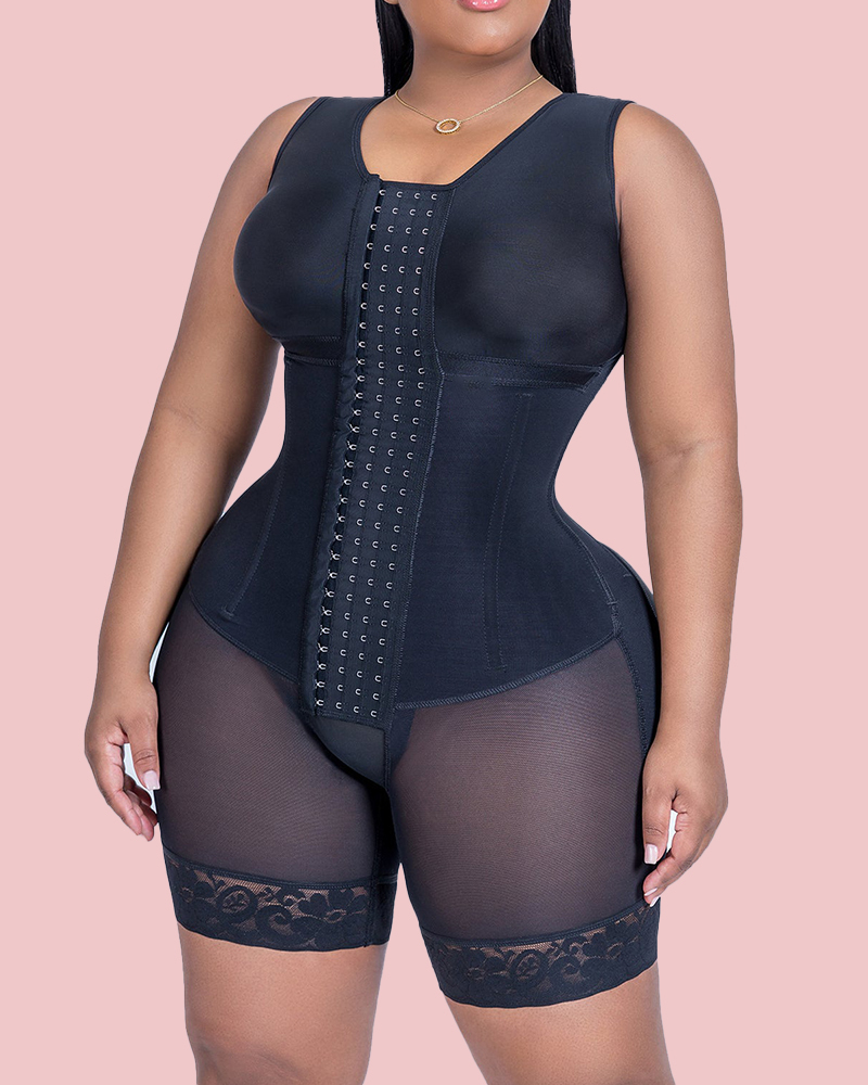 Full Body Shapewear For Women Tummy Control Hook And Eye Closure Adjustable Breast Support Bodyshaper