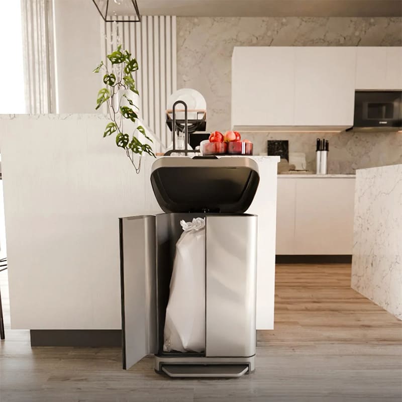 Portable front-opening trash can