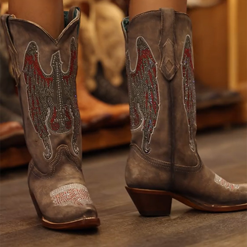 Rhinestone Embroidered Cowboy Boots