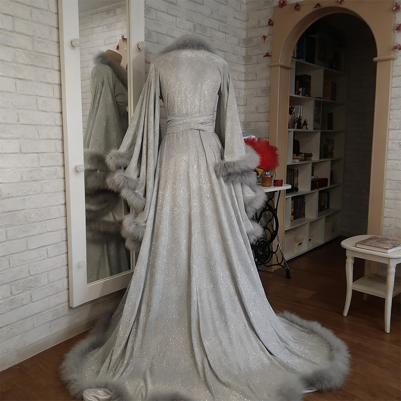 Luxurious satin fur robe