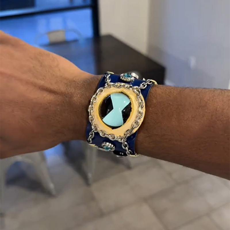 Psychedelic Punk Bracelet with Studded Rivets