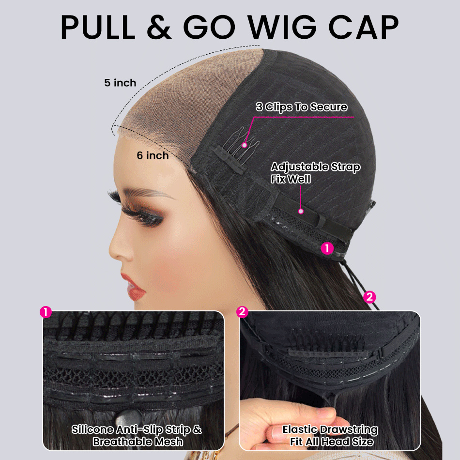 Natural C-Part Bouncy Deep Short Cut Wig Pull Go Glueless Scalp Vibe Pre Everything