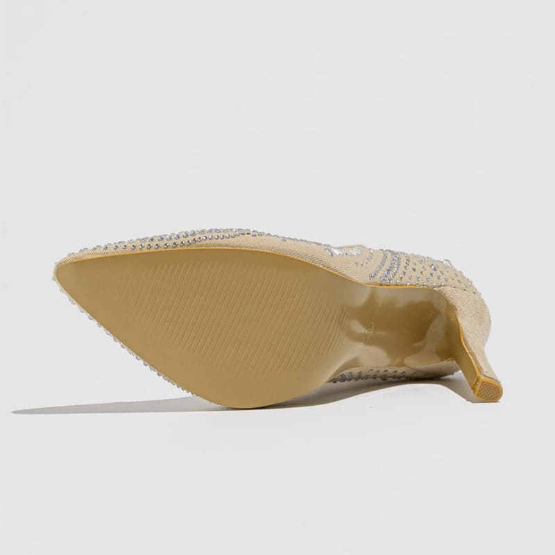 High-heeled rhinestone patterned boots