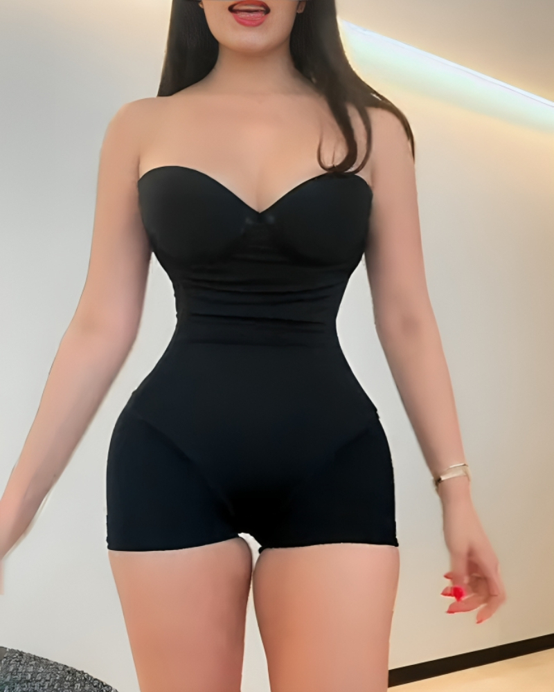 Back Lace-up Bodysuit Thong Seamless Shapewear