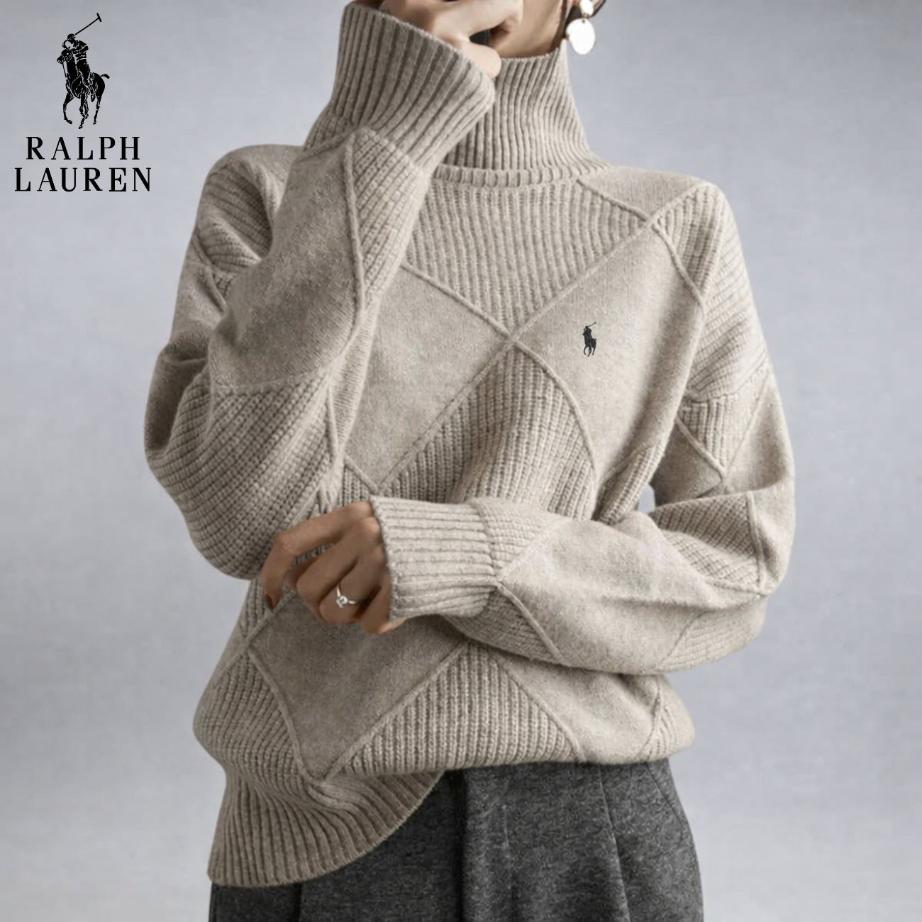 Textured High-Neck Knit Sweater | Clearance Sale