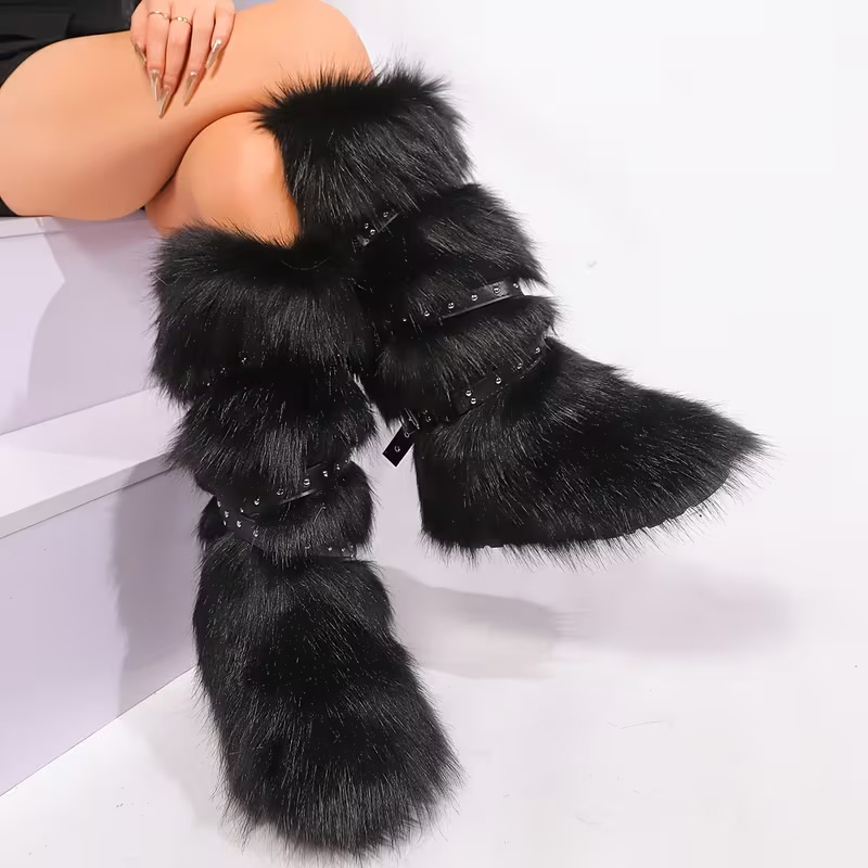 Outdoor long faux fur boots